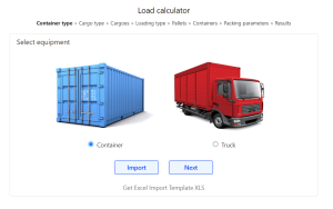 tính toán xếp hàng vào container , xe tải online